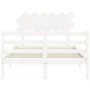 Estructura cama de matrimonio con cabecero madera maciza blanco de vidaXL, Camas y somieres - Ref: Foro24-3195257, Precio: 13...