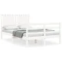 Estructura cama de matrimonio con cabecero madera maciza blanco de vidaXL, Camas y somieres - Ref: Foro24-3194737, Precio: 14...