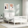 Doppelbettgestell mit weißem Massivholz-Kopfteil von vidaXL, Betten und Lattenroste - Ref: Foro24-3194737, Preis: 149,83 €, R...