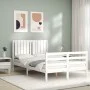 Double bed frame with white solid wood headboard by vidaXL, Beds and slatted bases - Ref: Foro24-3194737, Price: 147,70 €, Di...