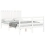 Double bed frame with white solid wood headboard by vidaXL, Beds and slatted bases - Ref: Foro24-3194737, Price: 147,70 €, Di...
