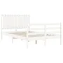Double bed frame with white solid wood headboard by vidaXL, Beds and slatted bases - Ref: Foro24-3194737, Price: 147,70 €, Di...