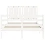 Double bed frame with white solid wood headboard by vidaXL, Beds and slatted bases - Ref: Foro24-3194737, Price: 147,70 €, Di...