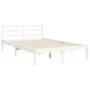 Double bed frame with white solid wood headboard by vidaXL, Beds and slatted bases - Ref: Foro24-3194737, Price: 147,70 €, Di...