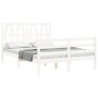 Double bed frame with white solid wood headboard by vidaXL, Beds and slatted bases - Ref: Foro24-3194347, Price: 154,53 €, Di...