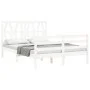 Estructura cama de matrimonio con cabecero madera maciza blanco de vidaXL, Camas y somieres - Ref: Foro24-3194347, Precio: 15...