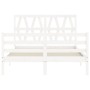 Double bed frame with white solid wood headboard by vidaXL, Beds and slatted bases - Ref: Foro24-3194347, Price: 154,53 €, Di...
