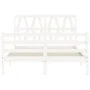 Estructura cama de matrimonio con cabecero madera maciza blanco de vidaXL, Camas y somieres - Ref: Foro24-3194347, Precio: 15...