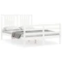 Double bed frame with white solid wood headboard by vidaXL, Beds and slatted bases - Ref: Foro24-3194542, Price: 144,62 €, Di...