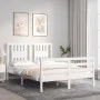 Double bed frame with white solid wood headboard by vidaXL, Beds and slatted bases - Ref: Foro24-3194542, Price: 144,62 €, Di...