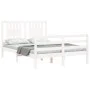 Double bed frame with white solid wood headboard by vidaXL, Beds and slatted bases - Ref: Foro24-3194542, Price: 144,62 €, Di...