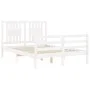 Double bed frame with white solid wood headboard by vidaXL, Beds and slatted bases - Ref: Foro24-3194542, Price: 144,62 €, Di...