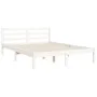 Double bed frame with white solid wood headboard by vidaXL, Beds and slatted bases - Ref: Foro24-3194542, Price: 144,62 €, Di...