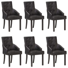 Sillas de comedor 6 unidades cuero de cabra auténtico negro Sillas de comedor 6 unidades cuero de cabra auténtico negro