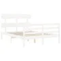 Double bed frame with white solid wood headboard by vidaXL, Beds and slatted bases - Ref: Foro24-3195062, Price: 133,86 €, Di...