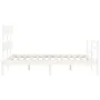Double bed frame with white solid wood headboard by vidaXL, Beds and slatted bases - Ref: Foro24-3195062, Price: 133,86 €, Di...