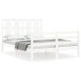 Estructura cama de matrimonio con cabecero madera maciza blanco de vidaXL, Camas y somieres - Ref: Foro24-3194087, Precio: 14...