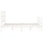 Double bed frame with white solid wood headboard by vidaXL, Beds and slatted bases - Ref: Foro24-3194087, Price: 146,29 €, Di...
