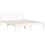 Double bed frame with white solid wood headboard by vidaXL, Beds and slatted bases - Ref: Foro24-3194087, Price: 146,29 €, Di...
