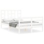 Double bed frame with white solid wood headboard by vidaXL, Beds and slatted bases - Ref: Foro24-3193892, Price: 140,93 €, Di...