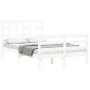 Double bed frame with white solid wood headboard by vidaXL, Beds and slatted bases - Ref: Foro24-3193892, Price: 138,96 €, Di...