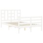Double bed frame with white solid wood headboard by vidaXL, Beds and slatted bases - Ref: Foro24-3193892, Price: 140,93 €, Di...