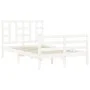 Double bed frame with white solid wood headboard by vidaXL, Beds and slatted bases - Ref: Foro24-3193892, Price: 138,96 €, Di...
