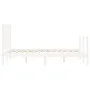 Double bed frame with white solid wood headboard by vidaXL, Beds and slatted bases - Ref: Foro24-3193892, Price: 138,96 €, Di...