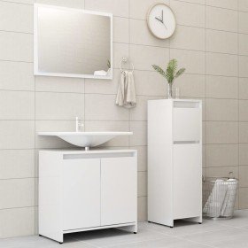 Juego de muebles de baño 3 piezas madera ingeniería blanco Juego de muebles de baño 3 piezas madera ingeniería blanco