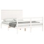 Double bed frame with white solid wood headboard by vidaXL, Beds and slatted bases - Ref: Foro24-3195192, Price: 153,71 €, Di...