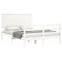 Double bed frame with white solid wood headboard by vidaXL, Beds and slatted bases - Ref: Foro24-3195192, Price: 151,63 €, Di...