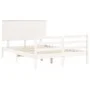 Double bed frame with white solid wood headboard by vidaXL, Beds and slatted bases - Ref: Foro24-3195192, Price: 151,63 €, Di...