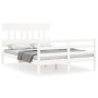 Double bed frame with white solid wood headboard by vidaXL, Beds and slatted bases - Ref: Foro24-3195127, Price: 136,75 €, Di...