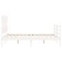 Double bed frame with white solid wood headboard by vidaXL, Beds and slatted bases - Ref: Foro24-3195127, Price: 136,75 €, Di...