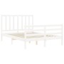 Double bed frame with white solid wood headboard by vidaXL, Beds and slatted bases - Ref: Foro24-3193827, Price: 137,96 €, Di...