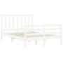 Double bed frame with white solid wood headboard by vidaXL, Beds and slatted bases - Ref: Foro24-3193827, Price: 135,87 €, Di...