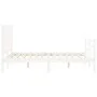 Double bed frame with white solid wood headboard by vidaXL, Beds and slatted bases - Ref: Foro24-3193827, Price: 135,87 €, Di...