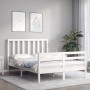 Doppelbettgestell mit weißem Massivholz-Kopfteil von vidaXL, Betten und Lattenroste - Ref: Foro24-3193762, Preis: 141,88 €, R...