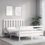 Double bed frame with white solid wood headboard by vidaXL, Beds and slatted bases - Ref: Foro24-3193762, Price: 139,77 €, Di...