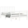 Double bed frame with white solid wood headboard by vidaXL, Beds and slatted bases - Ref: Foro24-3193762, Price: 139,77 €, Di...