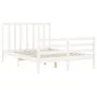 Double bed frame with white solid wood headboard by vidaXL, Beds and slatted bases - Ref: Foro24-3193762, Price: 139,77 €, Di...