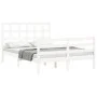 Estructura cama de matrimonio con cabecero madera maciza blanco de vidaXL, Camas y somieres - Ref: Foro24-3193957, Precio: 13...