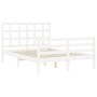 Doppelbettgestell mit weißem Massivholz-Kopfteil von vidaXL, Betten und Lattenroste - Ref: Foro24-3193957, Preis: 139,85 €, R...