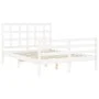 Double bed frame with white solid wood headboard by vidaXL, Beds and slatted bases - Ref: Foro24-3193957, Price: 137,72 €, Di...