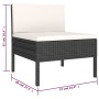 Set de muebles de jardín 6 pzas y cojines ratán sintético negro