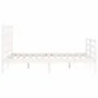 Double bed frame with white solid wood headboard by vidaXL, Beds and slatted bases - Ref: Foro24-3193957, Price: 137,72 €, Di...