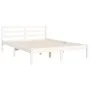 Double bed frame with white solid wood headboard by vidaXL, Beds and slatted bases - Ref: Foro24-3193957, Price: 137,72 €, Di...
