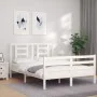 Double bed frame with white solid wood headboard by vidaXL, Beds and slatted bases - Ref: Foro24-3194672, Price: 139,50 €, Di...