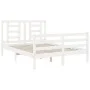 Double bed frame with white solid wood headboard by vidaXL, Beds and slatted bases - Ref: Foro24-3194672, Price: 139,50 €, Di...