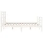 Double bed frame with white solid wood headboard by vidaXL, Beds and slatted bases - Ref: Foro24-3194672, Price: 139,50 €, Di...